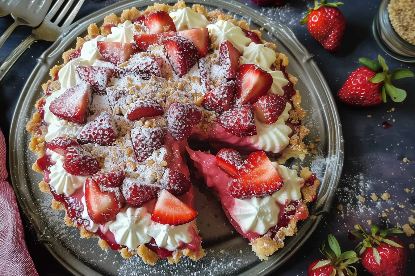 strawberry shortcake freezer pie: 7 Best Recipes to Try 1 A delicious strawberry shortcake freezer pie topped with whipped cream and fresh strawberries