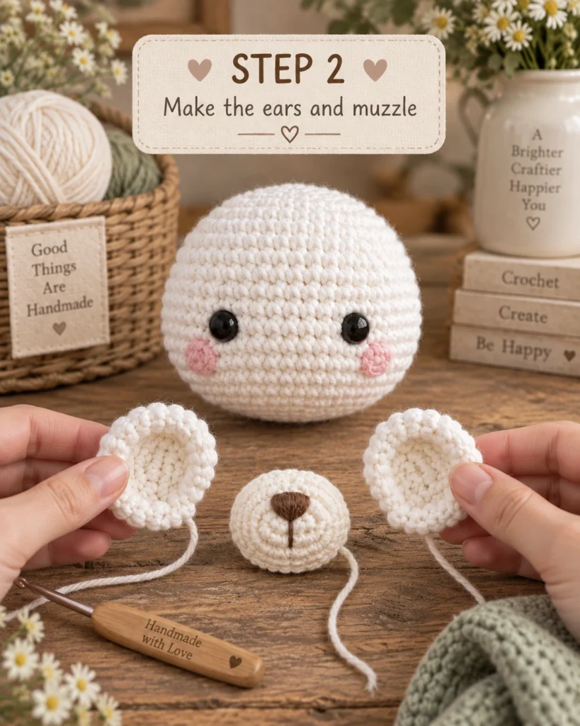 Easy White Crochet Bear Pattern with Sage Bow 3 211