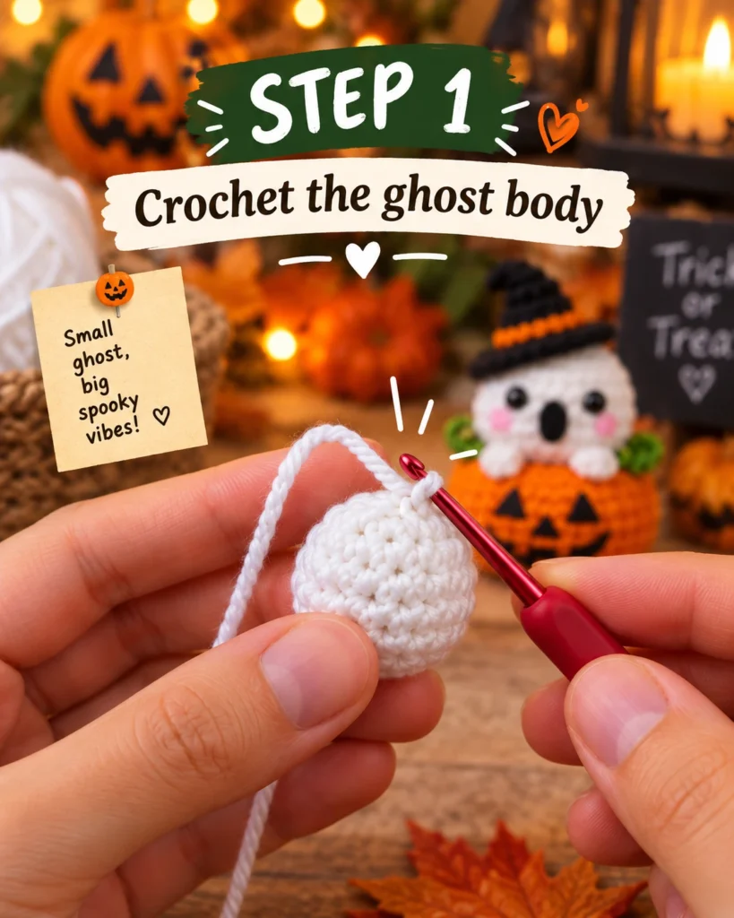 Crochet Halloween Ghost in a Pumpkin – Cute Amigurumi Pattern 2 5