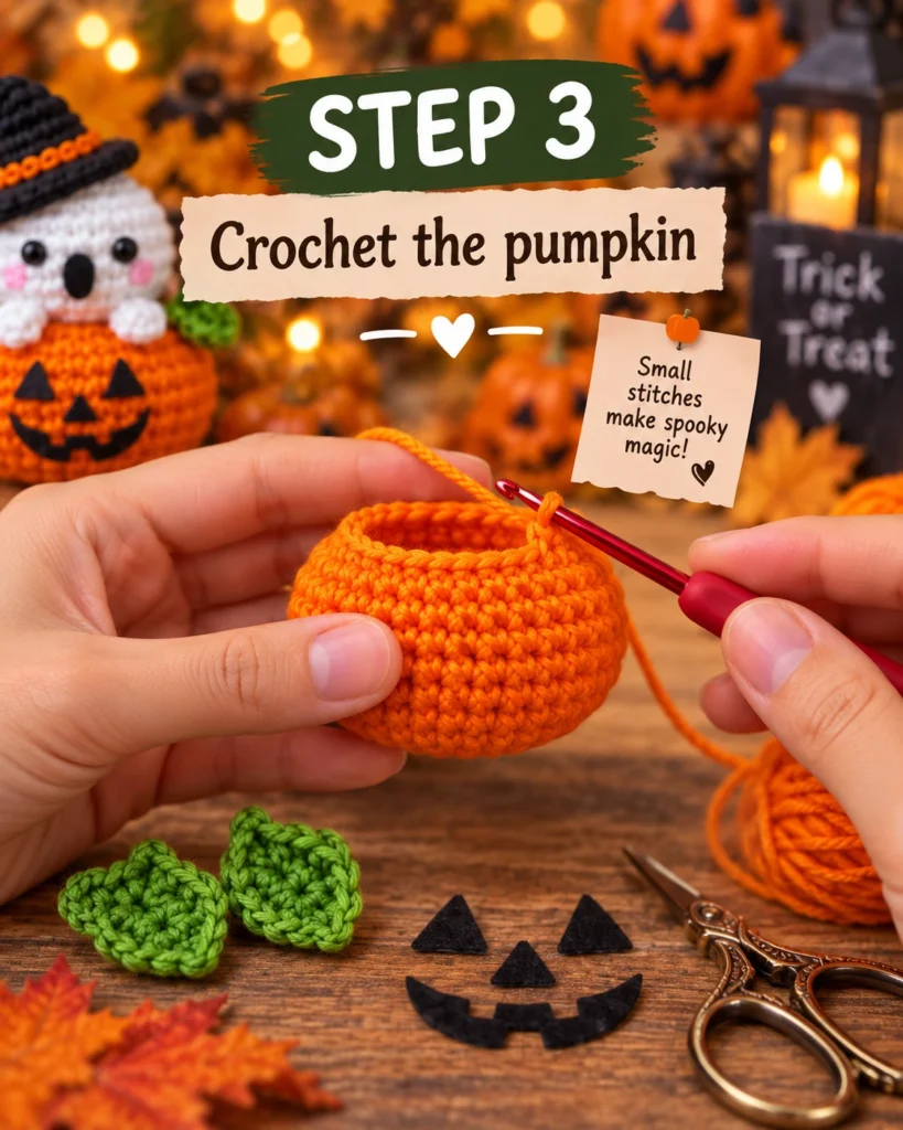 Crochet Halloween Ghost in a Pumpkin – Cute Amigurumi Pattern 4 8