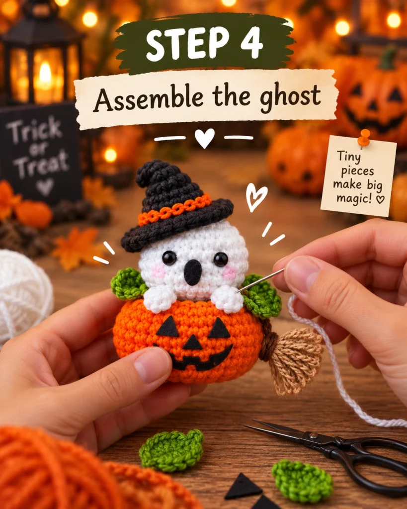 Crochet Halloween Ghost in a Pumpkin – Cute Amigurumi Pattern 5 9