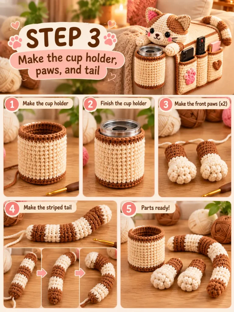 Crochet Cat Armrest Organizer with Cup Holder – Cozy Sofa Caddy Tutorial 3 9181e7a4 2a15 4a9e a384 9771551856d4