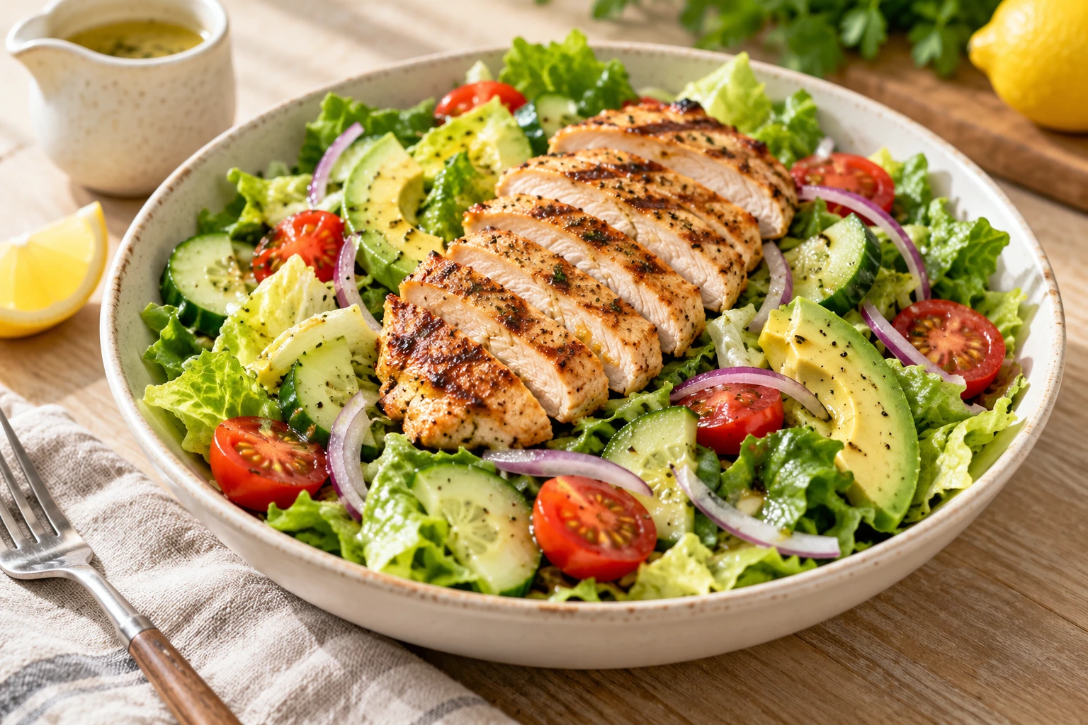Grilled Chicken Salad with Lemon Dressing
